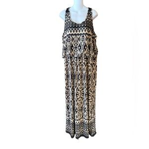 Magic Women’s Size XL Black and Tan Patterned Maxi Dress